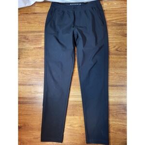 Western Rise Pants Mens M Black Elastic Waist Zip Pocket Stretch